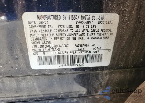 2024 Nissan Ariya Evolve+ z USA, uszkodzony, nr VIN JN1DF0BB4RM743087